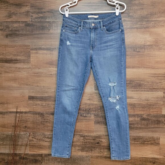 Levi's Jeans Sz 28 Skinny 711 Mid Rise Medium Light Wash Stretch Denim Western - Picture 1 of 12